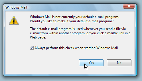 Yahoo Mail Default Mail Client Windows Vista