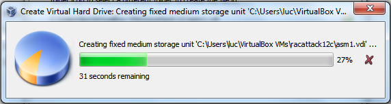 Virtualbox 4: Create Shared Storage - Creation in progress