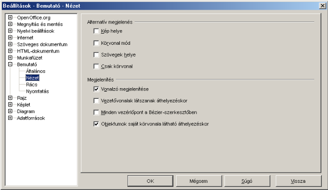 Fájl:OOo1 Impress Beállítások Bemutató Nézet.png