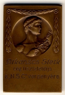 Fájl:Arkanzas Sterk Cég Tiszteletdíja a N.S.C. versenyére eo.v.br. plakett 60,5X40,5mm.jpg