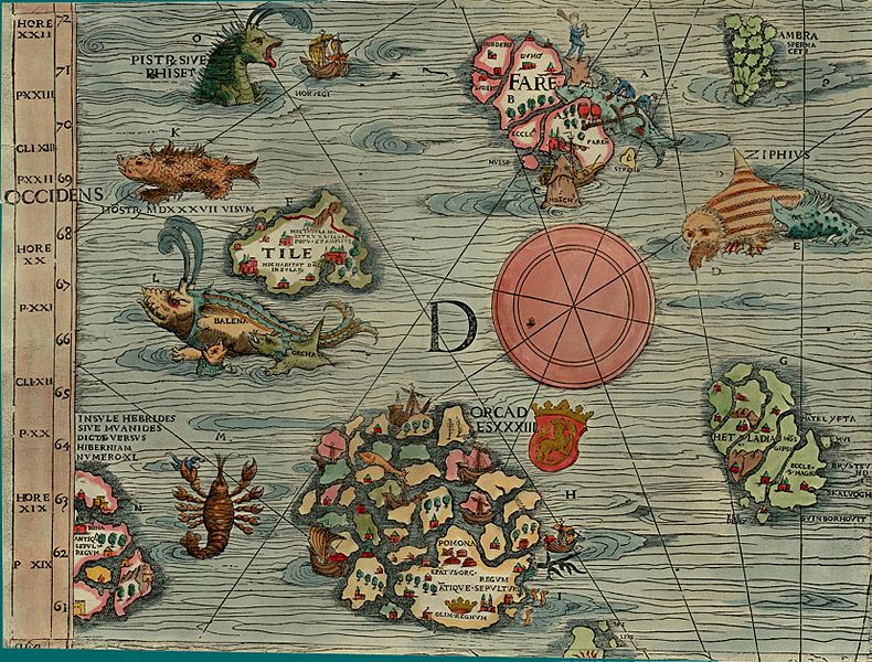 Fájl:Olaus Magnus' Map of Scandinavia 1539, Section D, Western Islands.jpg