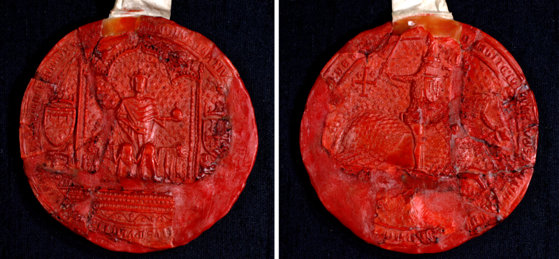 Fájl:Kis Károly király nápolyi nagypecsétjének elő- és hátlapja, 1386.tif