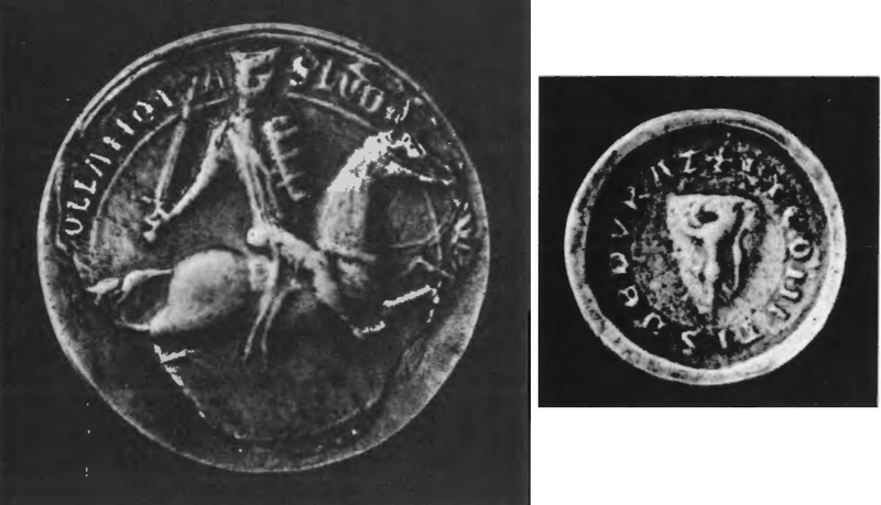 Fájl:II. Looni Lajos grófj lovaspecsétje 1215, Duras grófi ellenpecsétjével.png