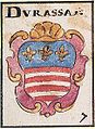 Durrës (Durazzo) címere az 1700-as években, a nápolyi Anjouk magyar kapcsolatainak címertani kifejeződése