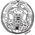 Az 1666. évi typariummal azonos kéz által vésett, a pajzs fölött rózsát mutató pecsét címere[15]