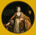 Thomasina Morosini (1250 k.-1300), III. Endre anyja. A képen ábrázolt címere a hasított pajzs jobb oldali mezőjében ezüst alapon három vörös harántpólya (Utószülött István, magyar királyi herceg), a bal oldali mezőben arany alapon kék harántpólya (Morosini család). A három harántpólya tehát a férje magyar uralkodócsaládhoz való tartozásának a címertöréseként is értelmezhető, bizonyára azért, mert a férje, Utószülött István (1236-1271) magyar királyi herceg származását illetően kétségek merültek fel.