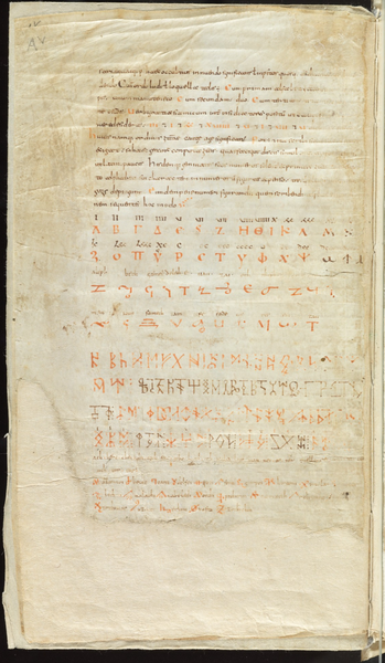 Fájl:Aethicus betűi, Bern, Burgerbibliothek Cod. 207. fol. 1av.png