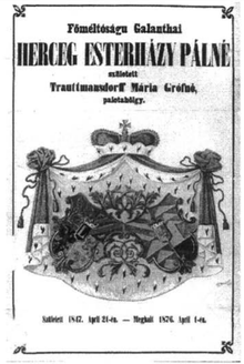 WEINSBERGI ES NEUSTADTI GRÓF TRAUTTMANSDORFF MARIA (1847-1876) halotti címere.png