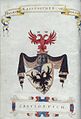 A Kasztrióta család címere az Illír címerkönyv Stanislac Rubčić-féle változatából, aki (Nemanja) IV. Dusán cár (1331-55) heroldja volt (16. század)