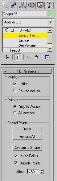სურ 68.მოდიფიკატორ FFD 4x4x4 პარამეტრები Control Points (მმართველი წერტილები) რეჟიმში.gif