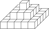 Denna pyramid med höjden 3 innehåller 35 stenblock. Cheops- pyramiden i Egypten har höjden 210.