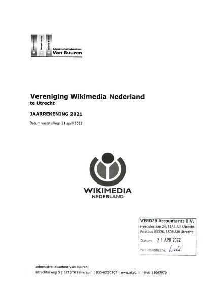 Bestand:Gewaarmerkte jaarrekening 2021 Wikimedia inclusief controleverklaring.pdf