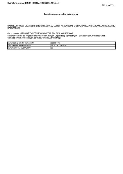 Plik:Zaświadczenie o wpisie do KRS 20211027.pdf