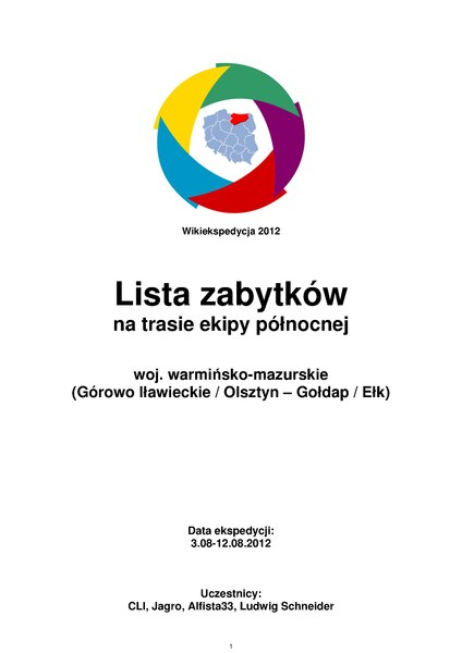 Plik:Wikiekspedycja 2012 lista zabytków ekipa północna.pdf