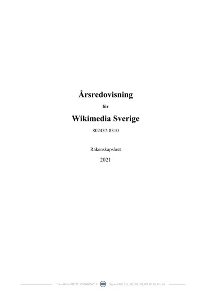 Fil:Årsredovisning 2021, Wikimedia Sverige.pdf