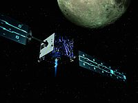 Artist's impression of SMART-1 in orbit around the Moon. (ESA)