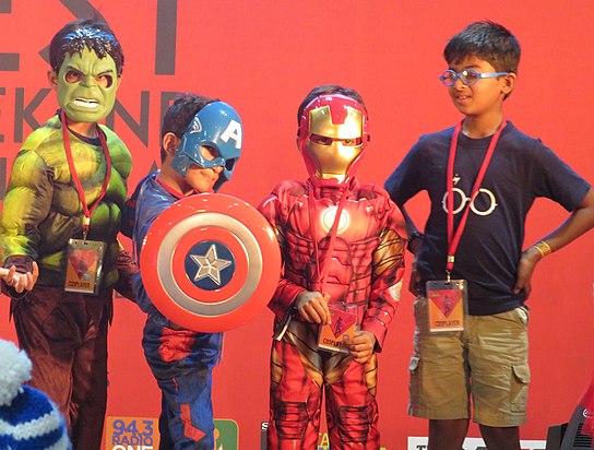Cosplayers as Hulk, Captain America, Iron Man and Harry Potter (from left to right). Image: Agastya.