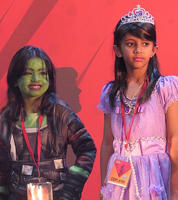 Cosplayer as Gamora (left) and Rapunzel (right). Image: Agastya.
