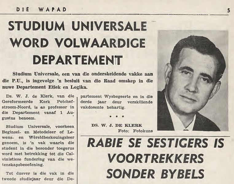 Lêer:Studium Universale word volwaardige departement, Die Wapdad, 4 Augustus 1965.jpg