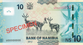 10 Namibiese dollar (agterkant)