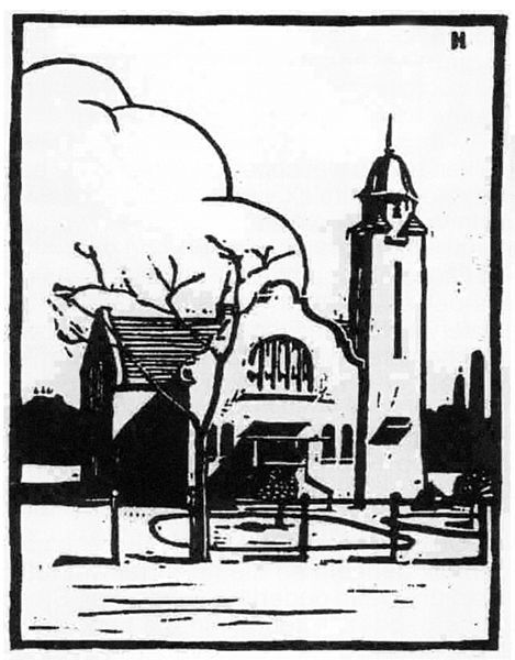 Lêer:Gereformeerde kerk Pretoria-Oos geskets deur Pierneef.jpg