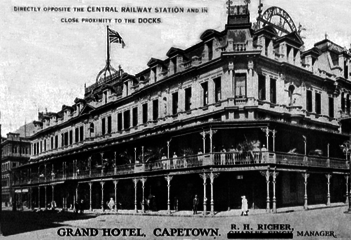 Die Grand Hotel, Adderleystraat, Kaapstad, opgerig in 1894 volgens Freeman se plan.