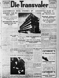 Voorblad van die eerste Die Transvaler, 1 Oktober 1937..