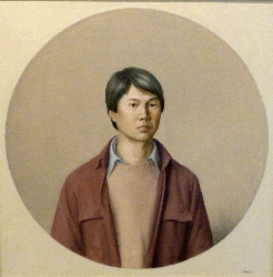 ملف:Raymond Han, Self with Red Jacket, Undated, Oil on canvas, 30 x 30 inches.jpg