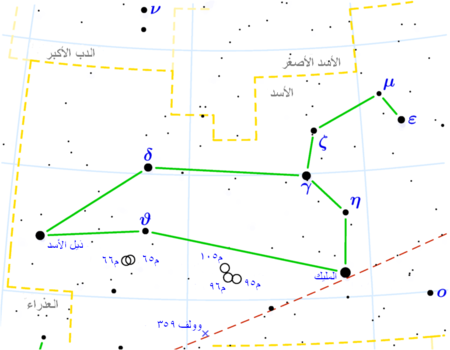 Diagram showing star positions and boundaries of the Leo constellation and its surroundings