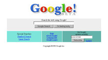 1998-ci ildə Google-un ana səhifəsi.