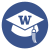 Pictogram depicting a graduation cap with the University of Washington's logo
