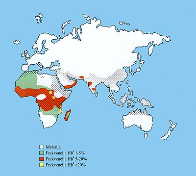 Distribucija malarije i hemoglobina HbS