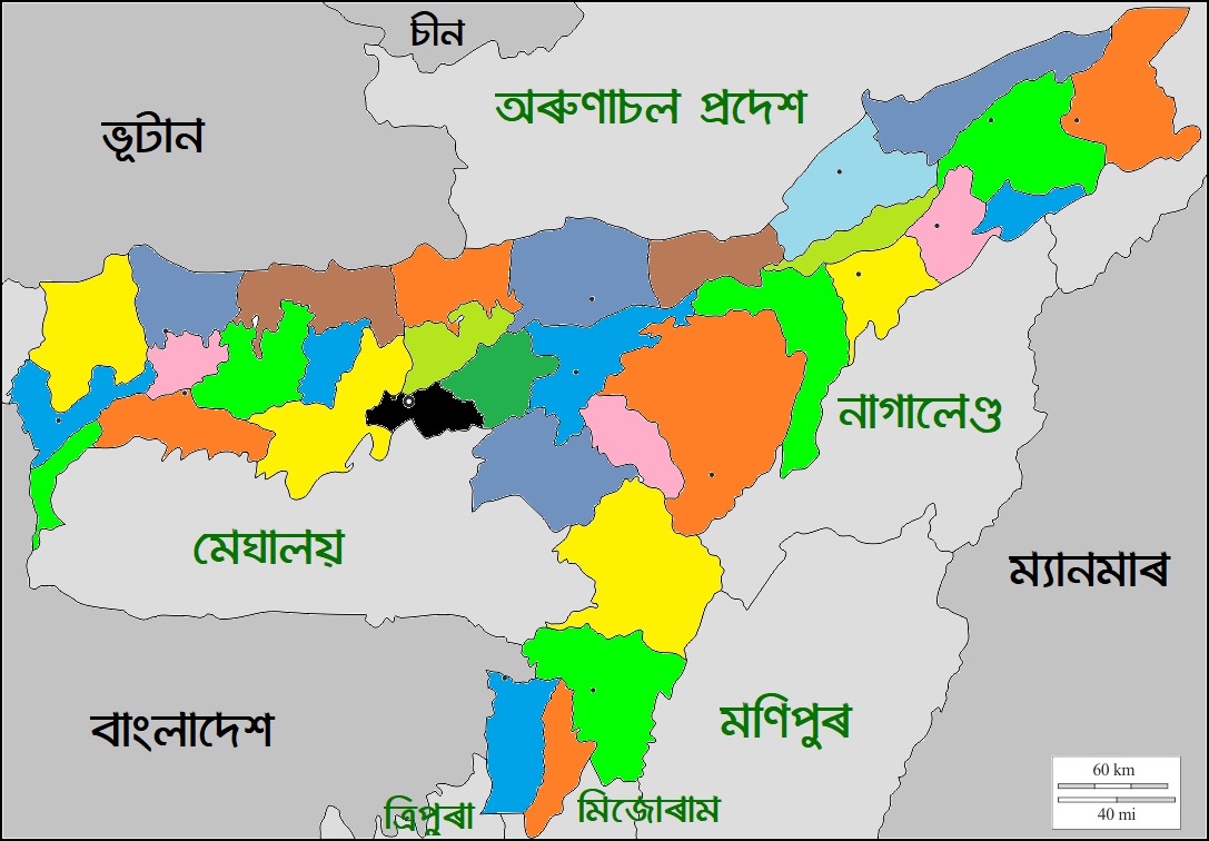Assam map with all districts