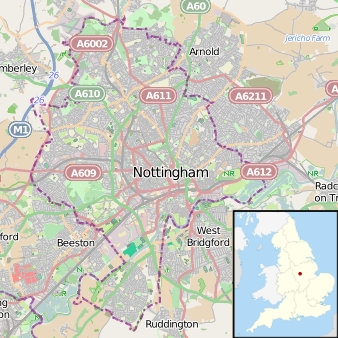 Location map Greater Nottingham