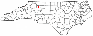 Location of Yadkinville, North Carolina