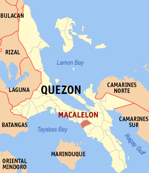 Mapa kan Quezon na ipinapahiling an kinamomogtakan kan Macalelon