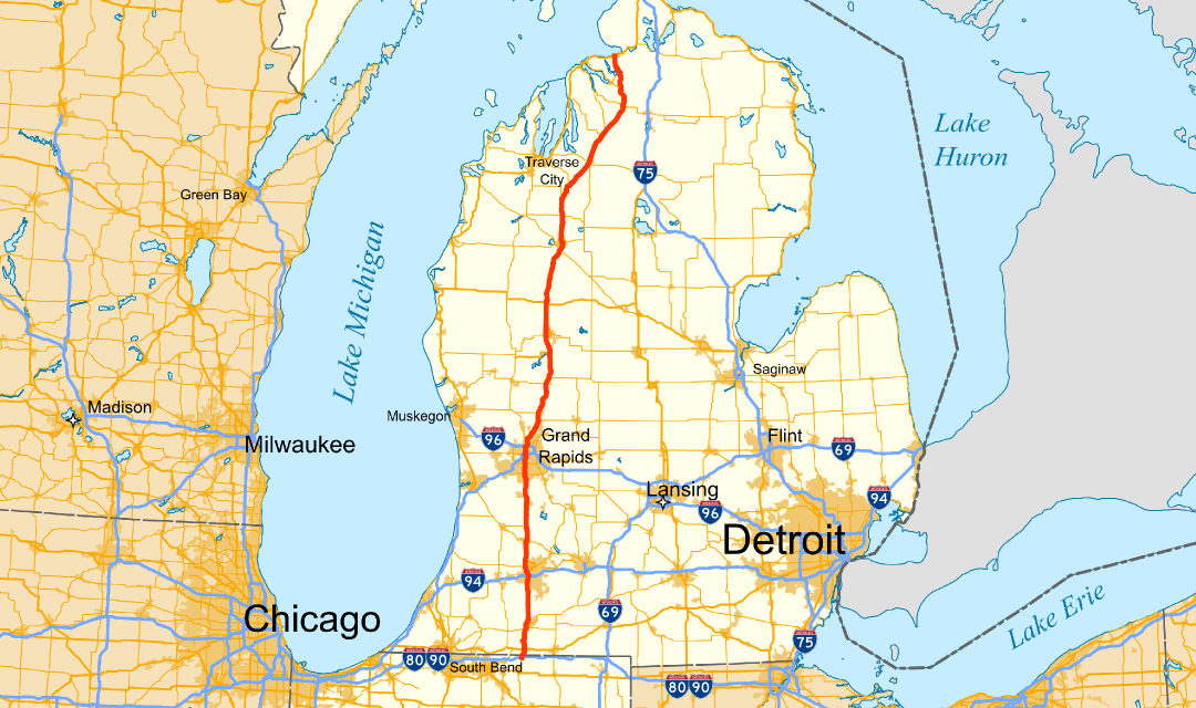 Map Of Us 131 In Michigan File:US Highway 131 map.png   Wikipedia