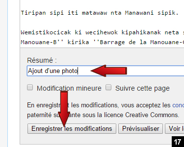 17. Écrivez un résumé, exemple "Ajout d'une photo". Puis cliquez sur "Enregistrer"