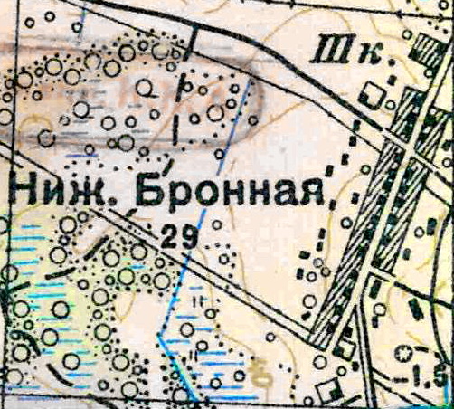 План деревни Нижняя Бронна. 1939 год