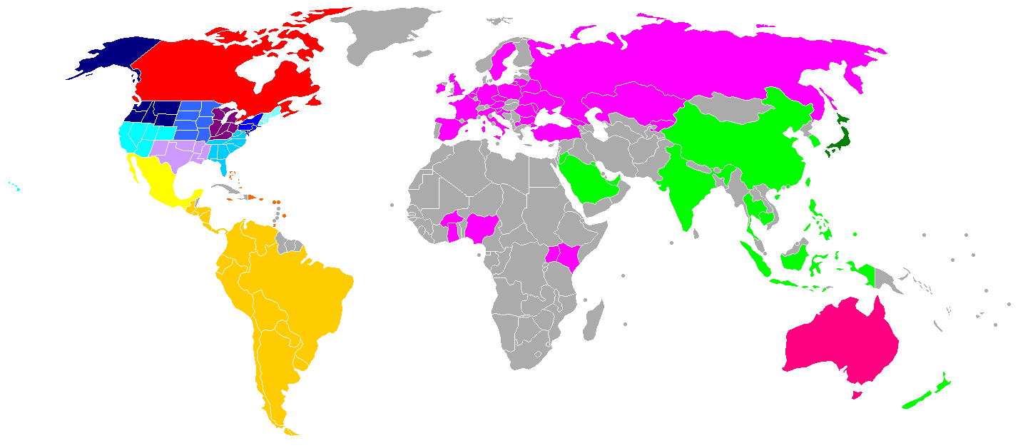 I made some maps showing the 2022 Little League World Series qualifying  regions/countries. : r/baseball