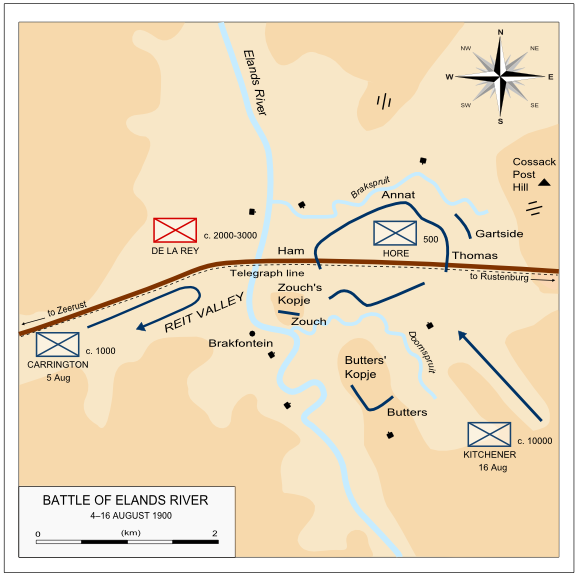 Battle of Elands River, 4-16 August 1900. Battle of Elands River 4-16 August 1900.png