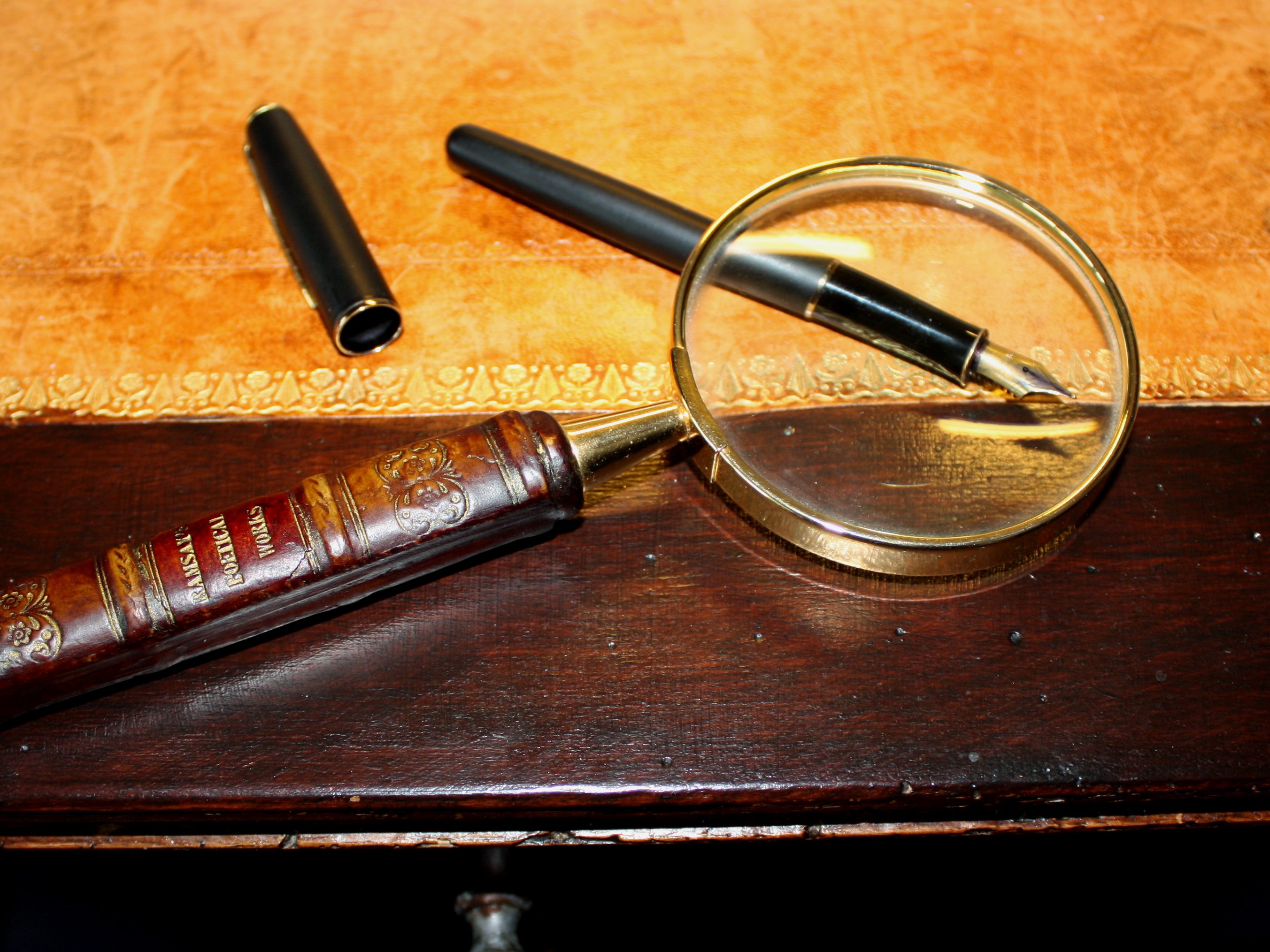 magnifying glass on table