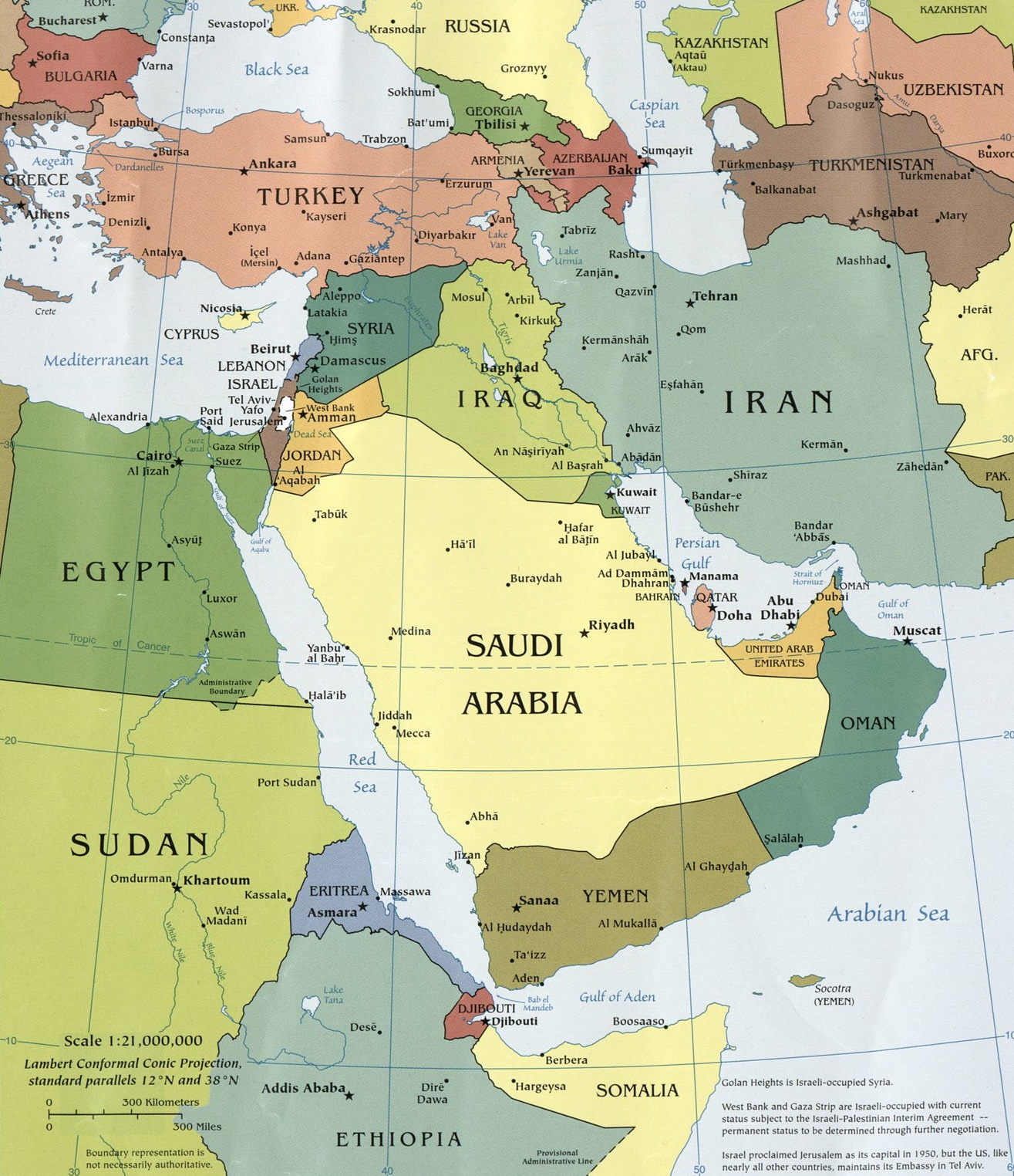 Карта мира со странами ближний восток