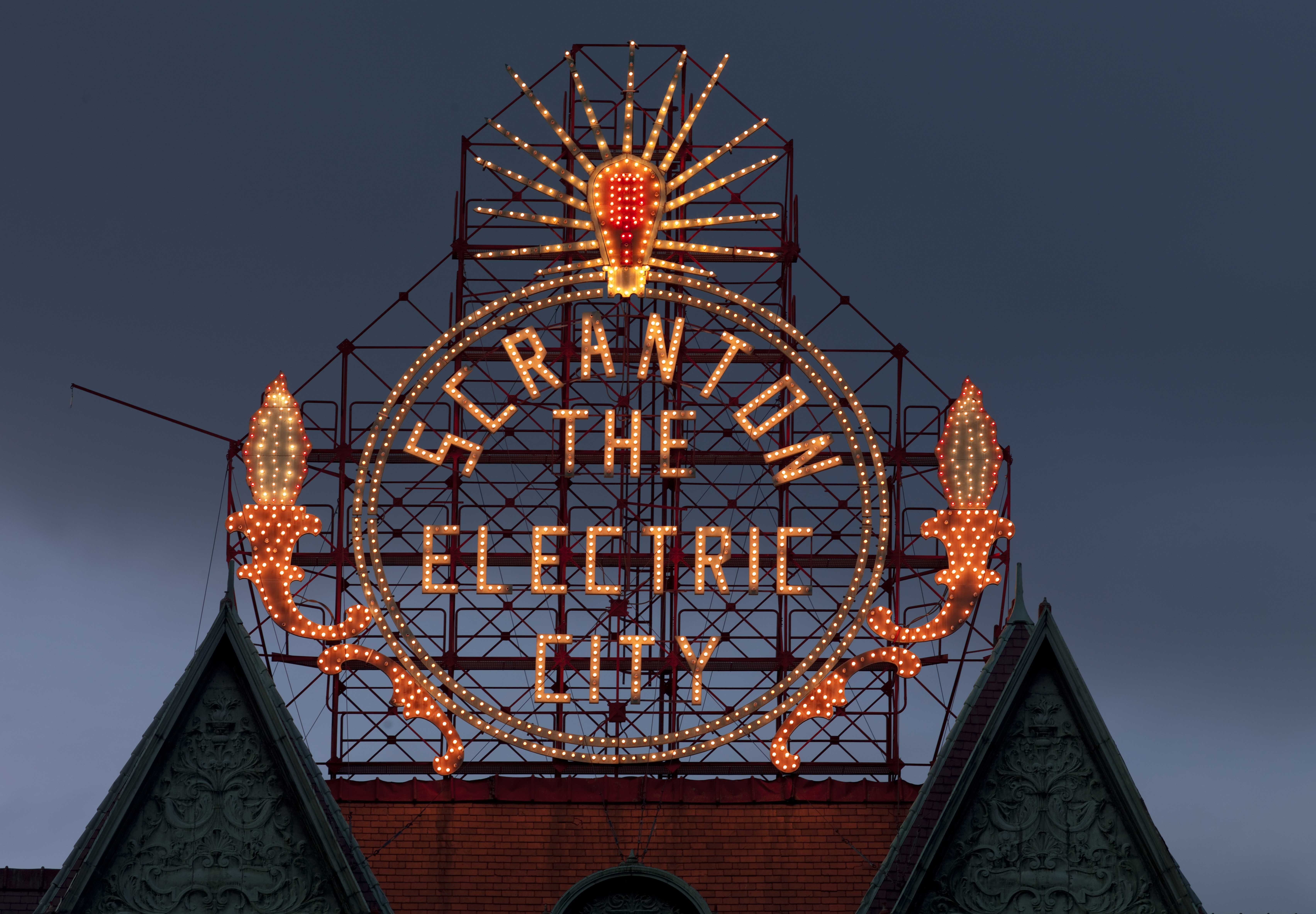 Scranton, Pennsylvania, restored historic Electric City sign by Carol Highs...