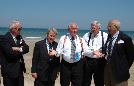 File:Amo Houghton stands on Utah Beach with other congressional World War II veterans and the Speaker of the House.jpg