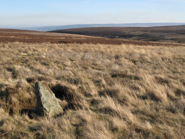 File:Boundary stone and moorland below Great Lawsley - geograph.org.uk - 701375.jpg