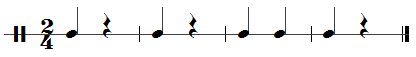 Drum rhythm in Mozart's “Turkish” music.