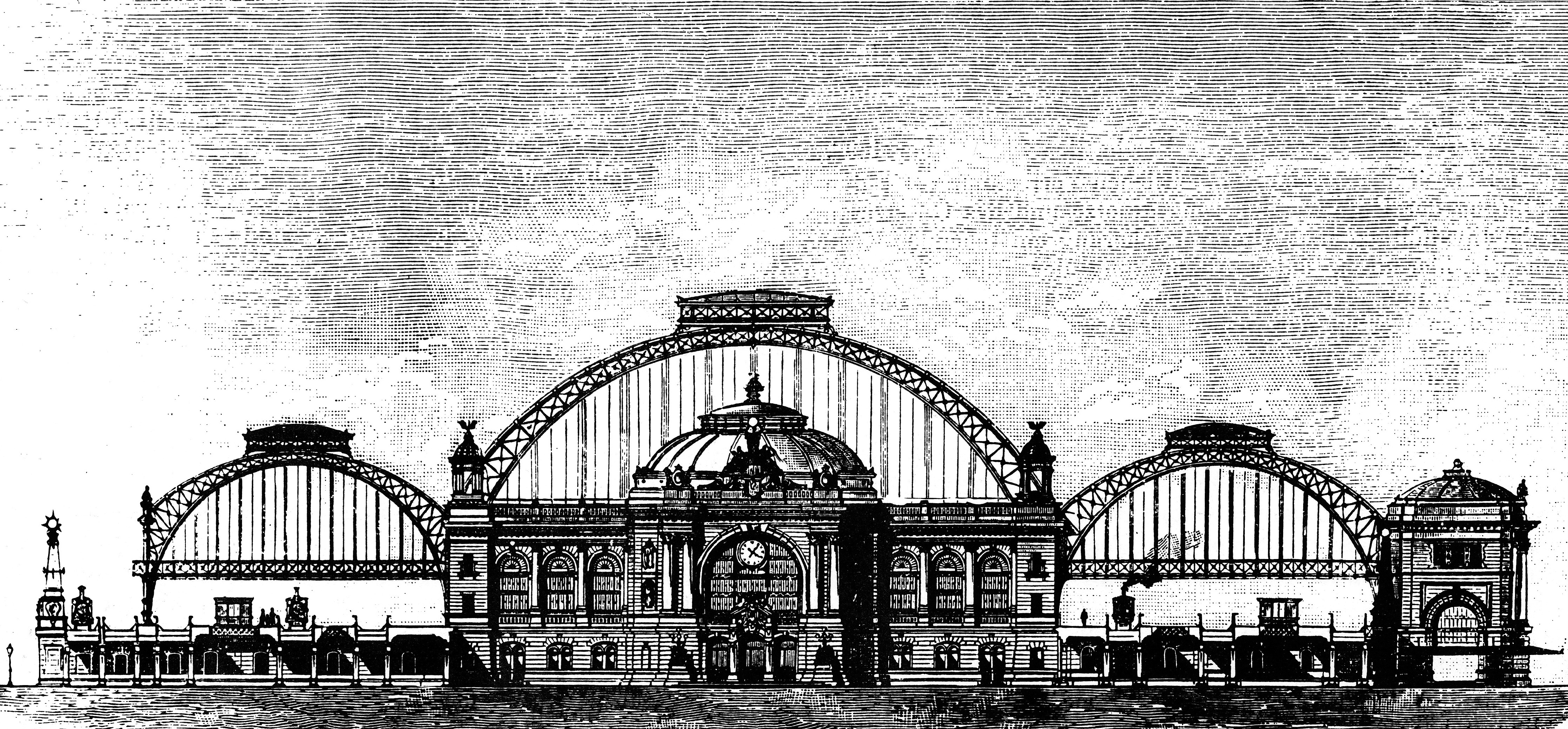 Competition design for Dresden Central Station, 1892}}