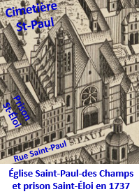 Église Saint-Paul-des-Champs en 1737 sur plan de Turgot