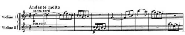 Voces de los violines del segundo movimiento